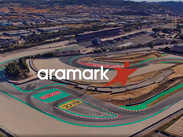aerial view of the racing track with an Aramark logo